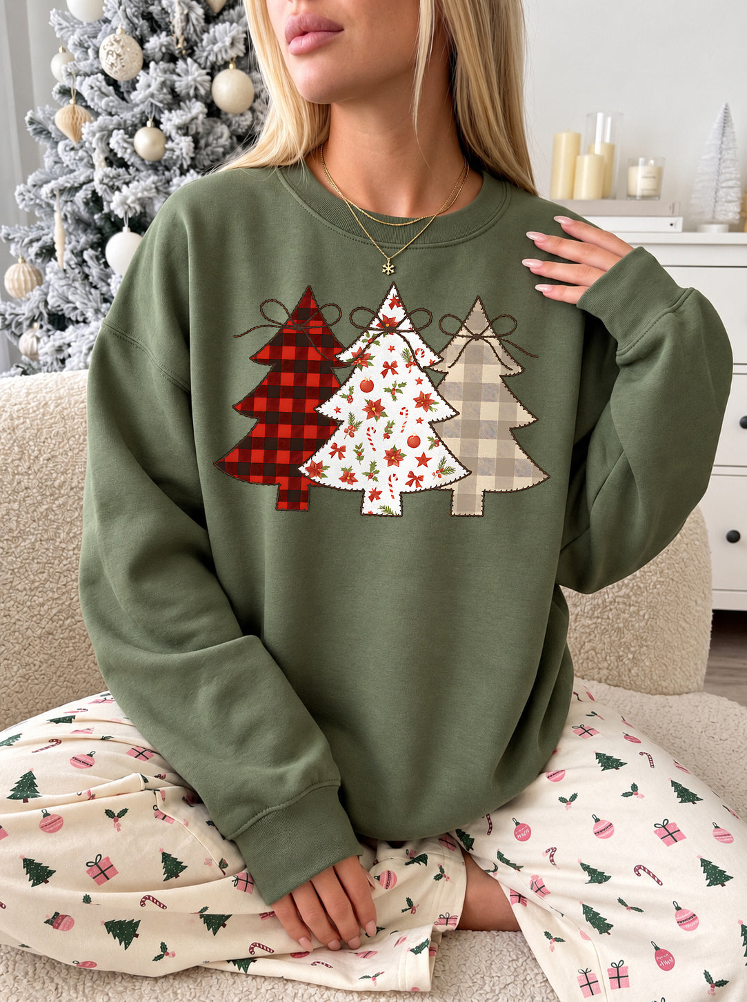 STITCHED CHRISTMAS TREE TRIO