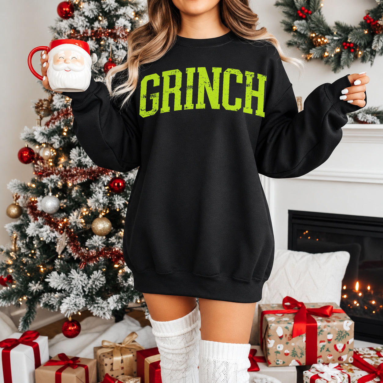 GRNCH NEON GREEN DISTRESSED ARCH