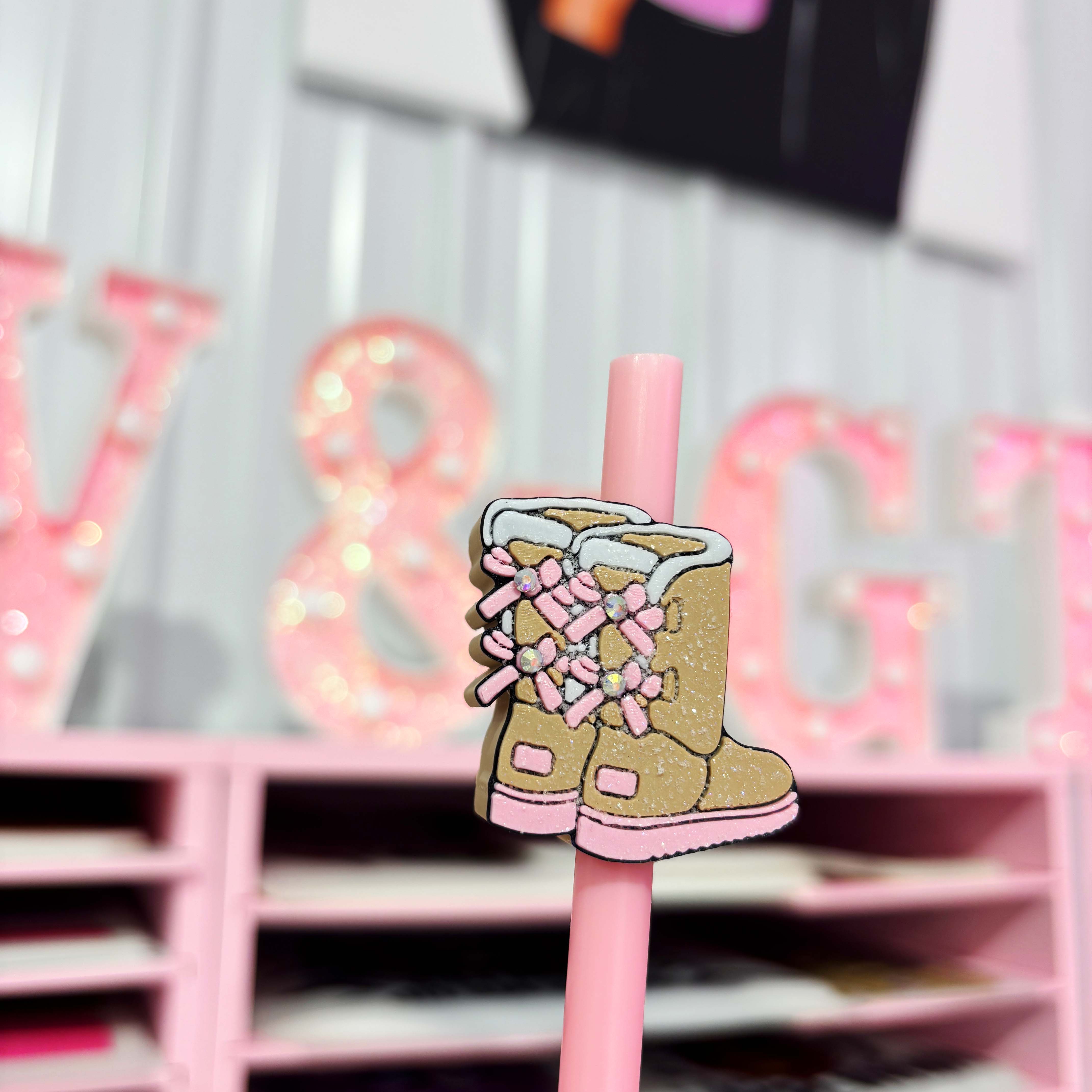 COZY BOOTS (BROWN) - STRAW TOPPER (BULK WHOLESALE)