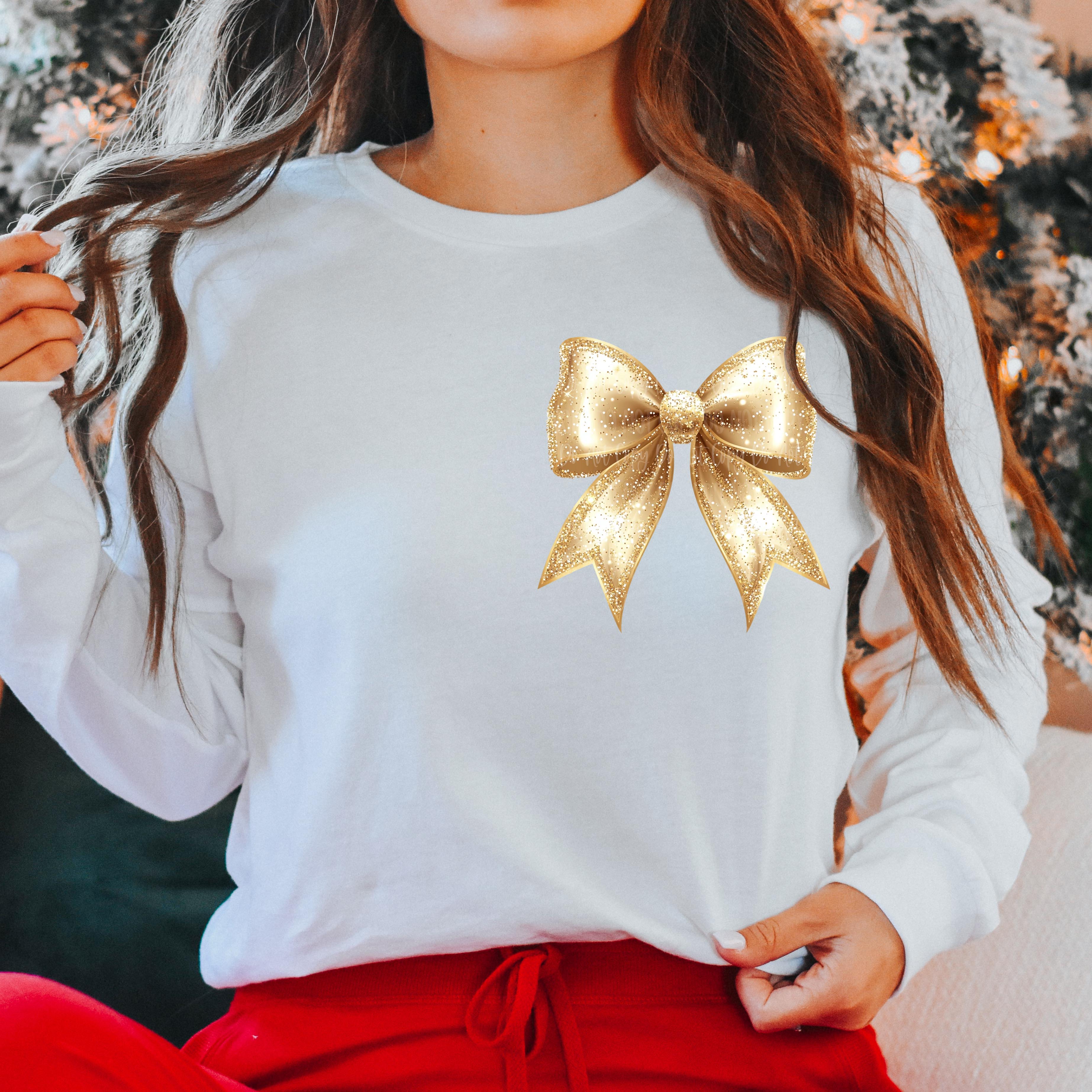 GOLD SPARKLE BOW - SET OF 2