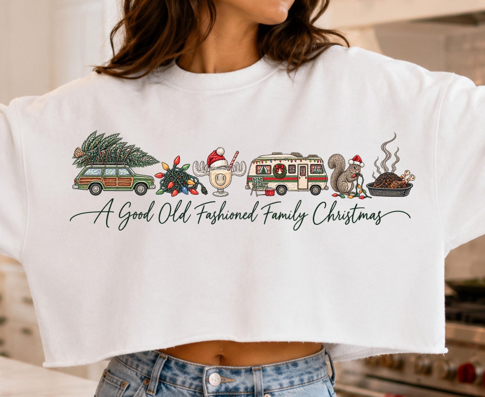 GOOD OLD FASHIONED FAMILY CHRISTMAS screenprint transfer mockup