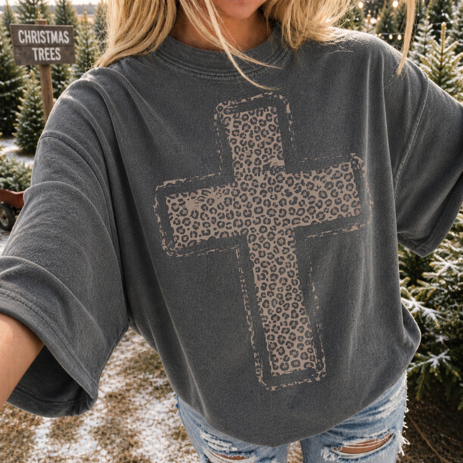 LEOPARD CROSS screenprint transfer mockup