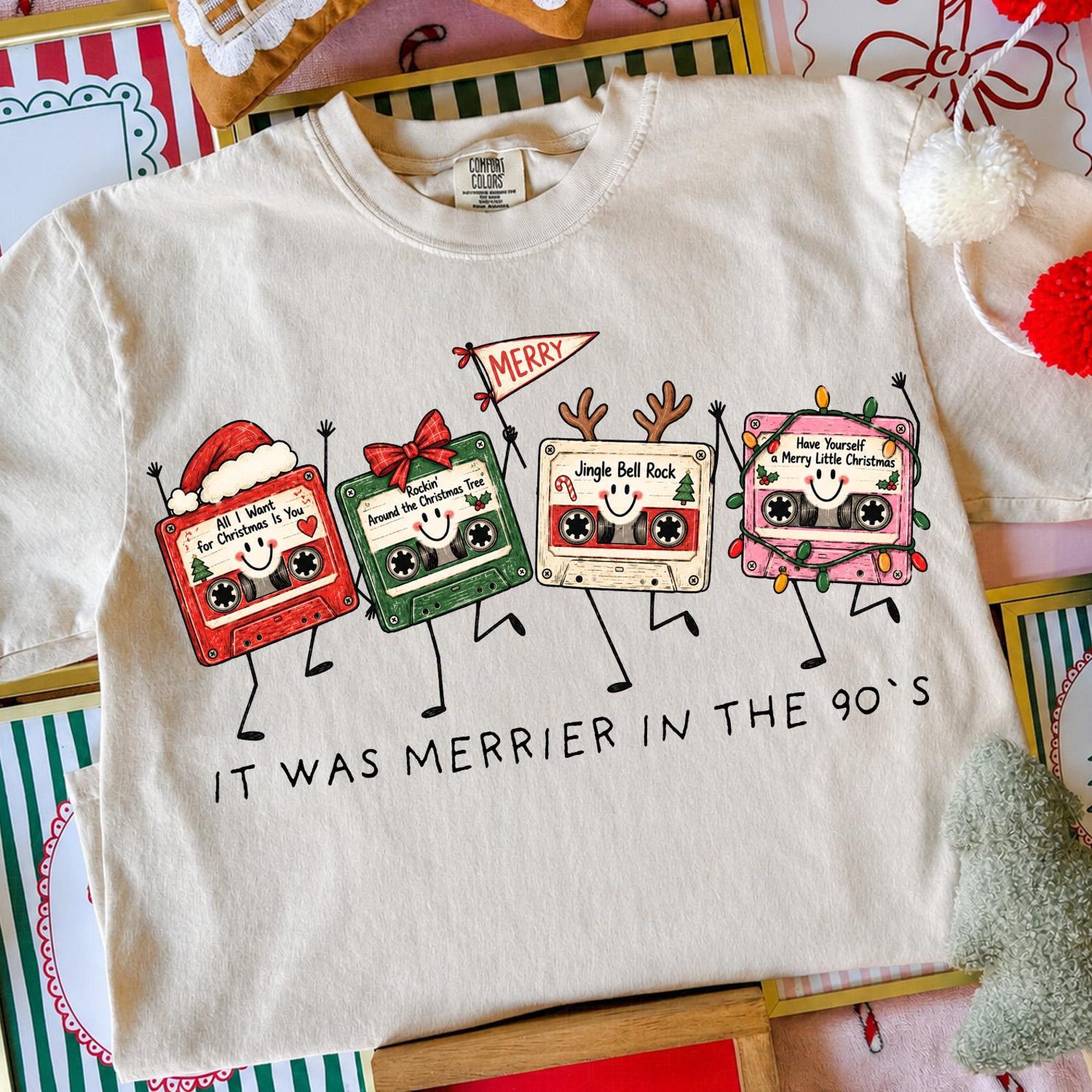 MERRIER IN THE 90S screenprint transfer mockup