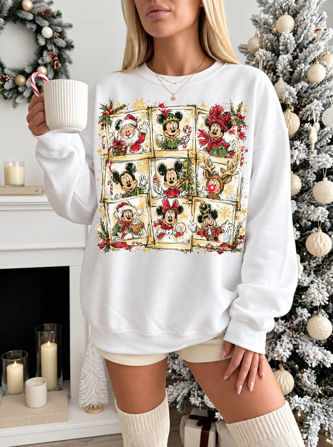 MOUSE CHRISTMAS COLLAGE screenprint transfer mockup