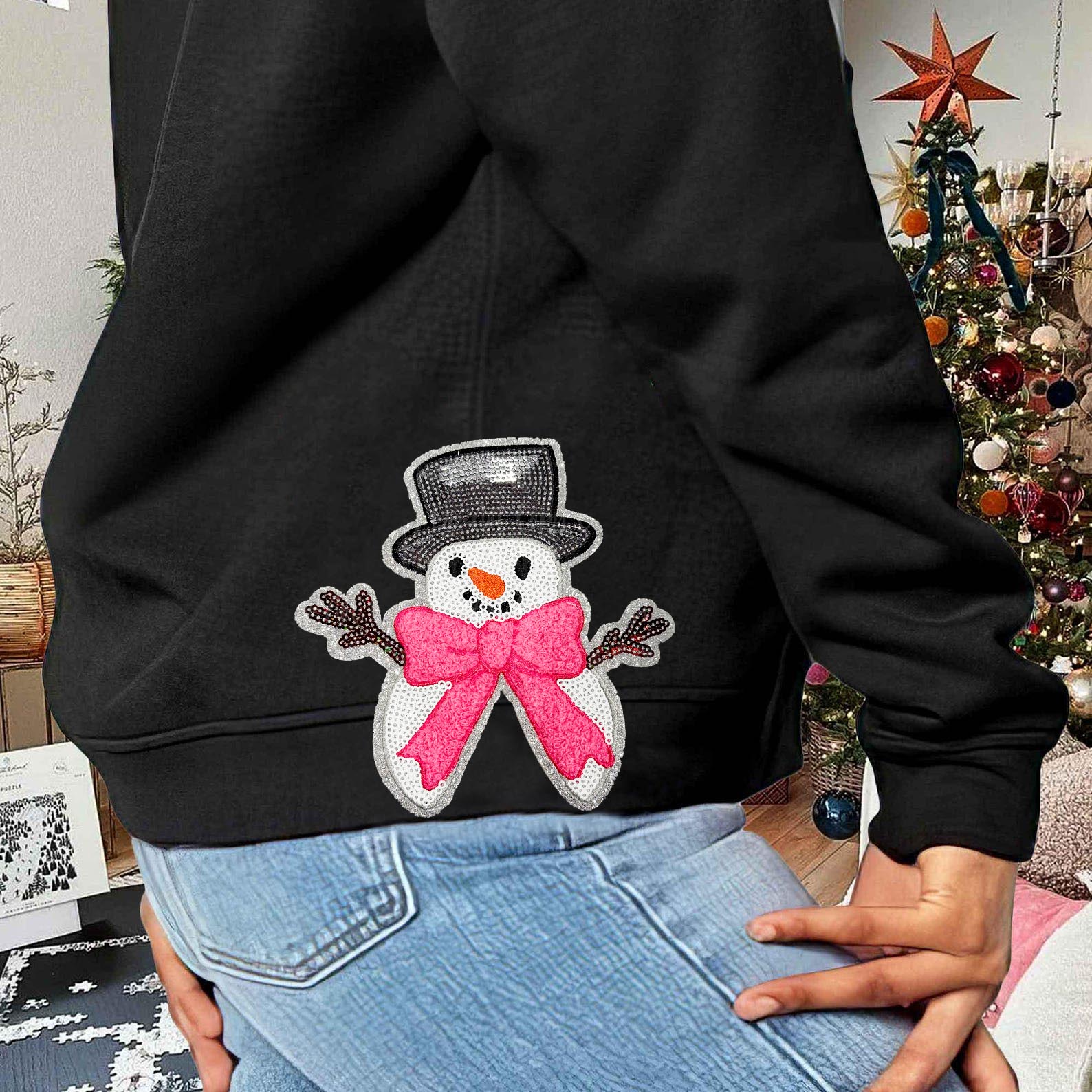 SNOWMAN SIDE SEQUIN PATCH