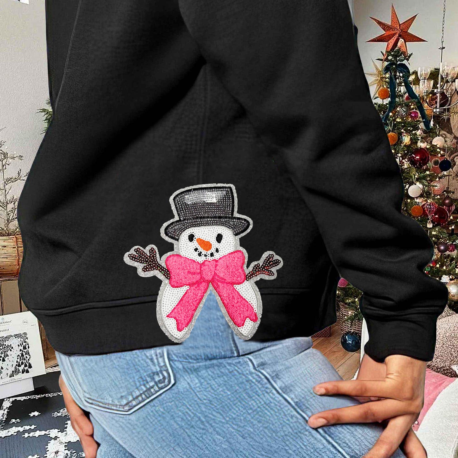 SNOWMAN SIDE SEQUIN PATCH