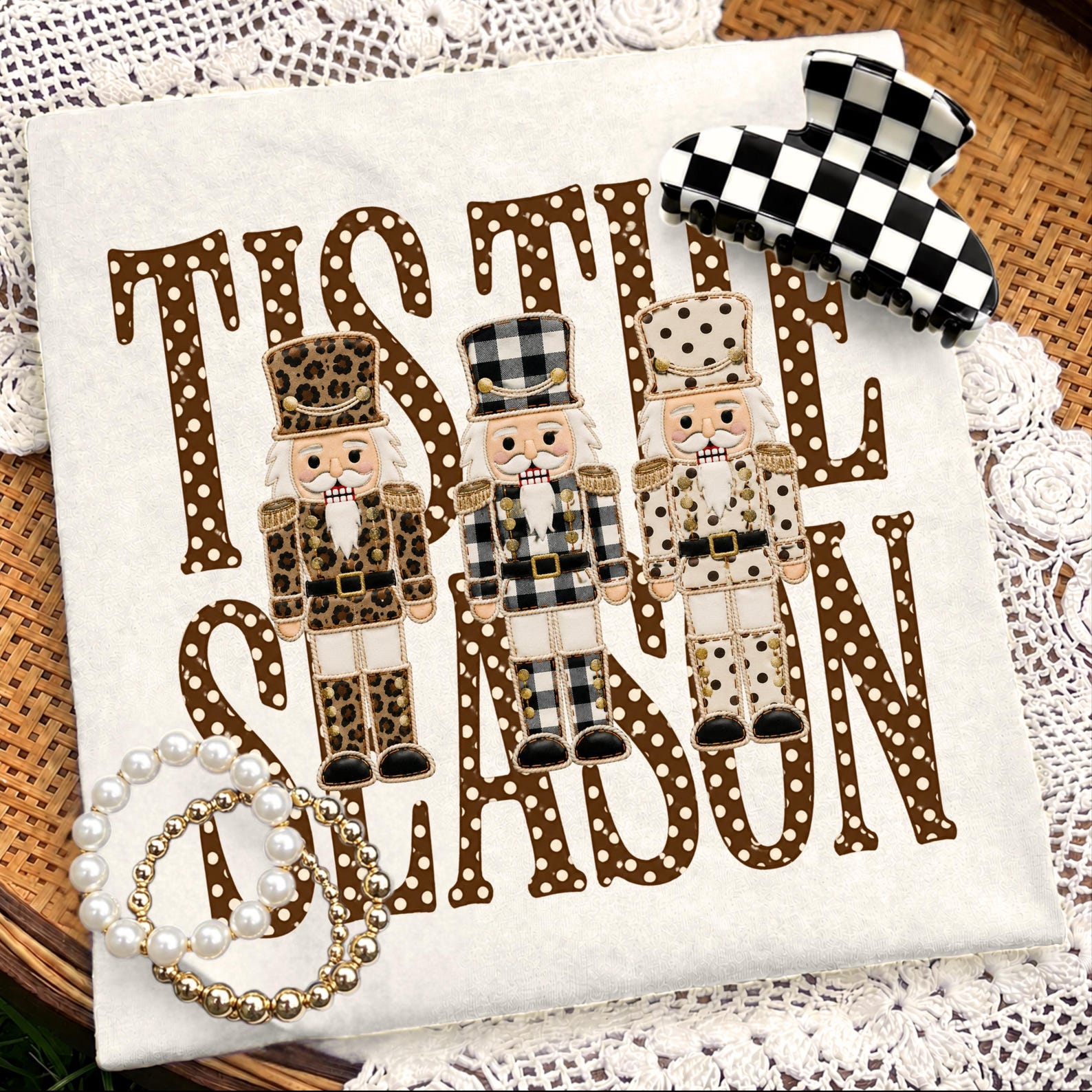 TIS THE SEASON NUTCRACKERS screenprint transfer mockup