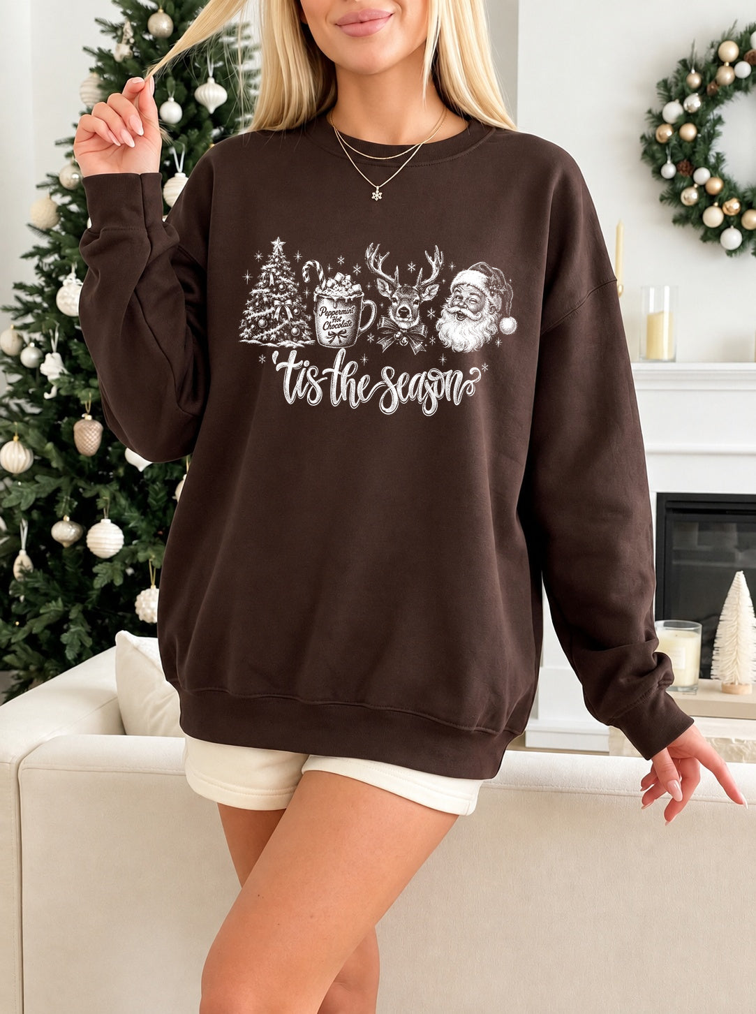 TIS THE SEASON WHITE HALFTONE