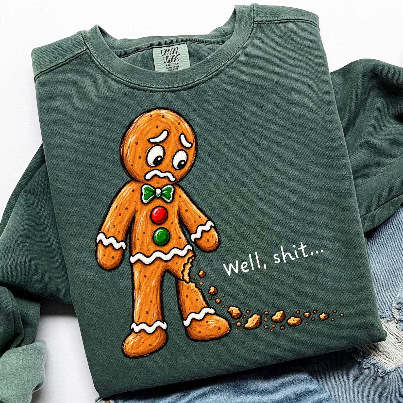 WELL SHIT GINGERBREAD screenprint transfer mockup