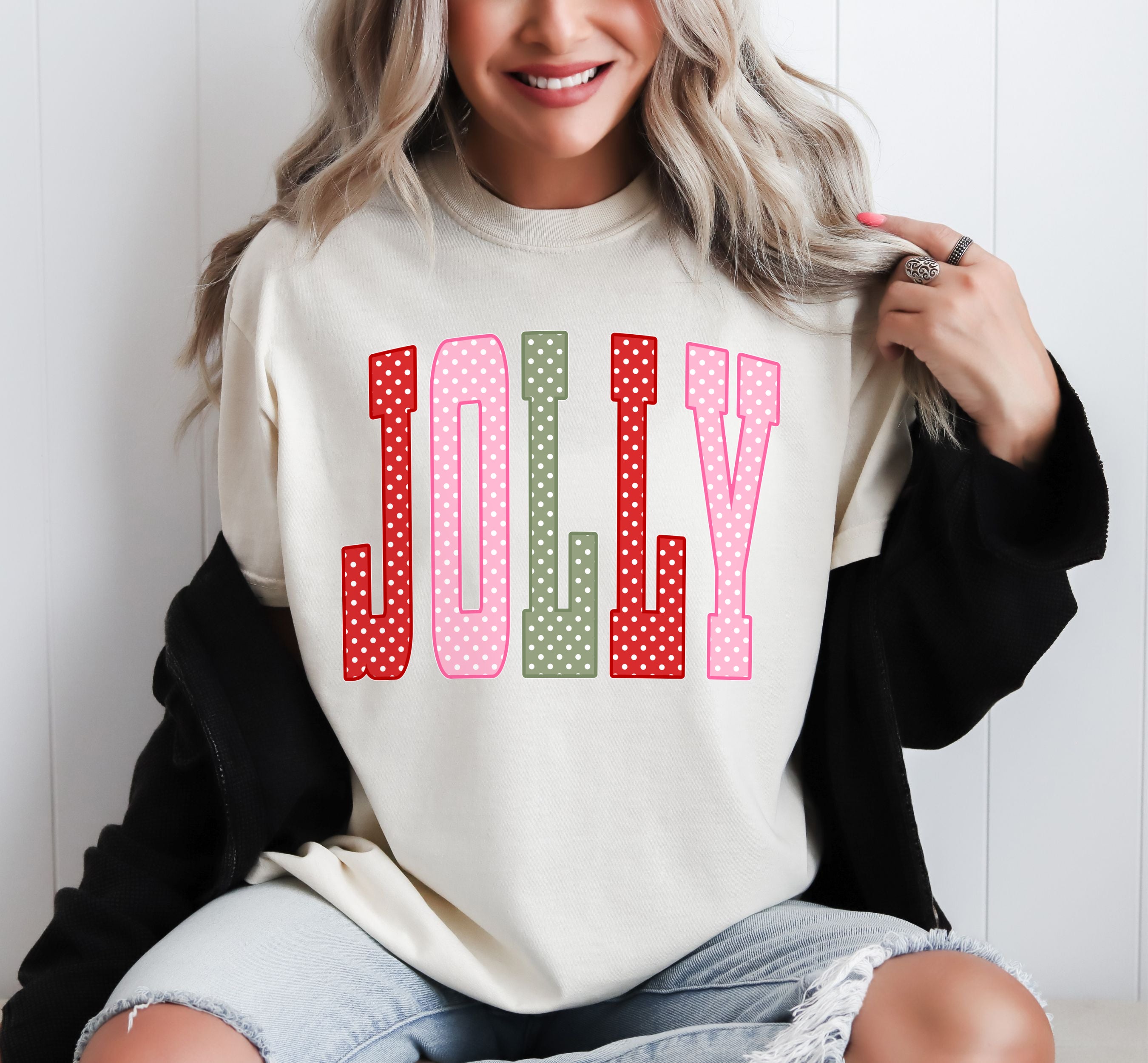 RED PINK GREEN POLKA DOT JOLLY